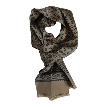 Dolce & Gabbana Brown Printed Neck Warmer Men Foulard Scarf