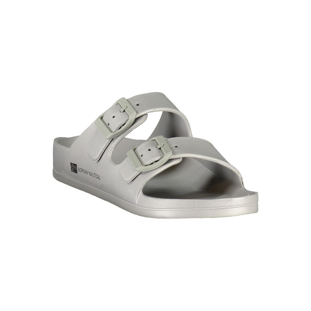 Norway 1963 Gray Plastic Women Sandal with sleek buckles and logo, showcasing contemporary chic design, ideal for style and comfort.
