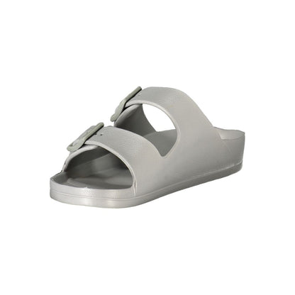 Norway 1963 Gray Plastic Women Sandal with sleek buckles and logo, contemporary chic design. Perfect for style-focused trendsetters.