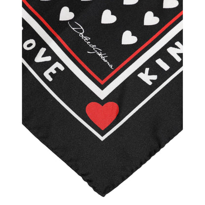 Dolce & Gabbana Black Printed Silk Square Men Foulard Scarf