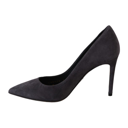 Dolce & Gabbana Gray Suede Leather Stiletto Shoes Heels