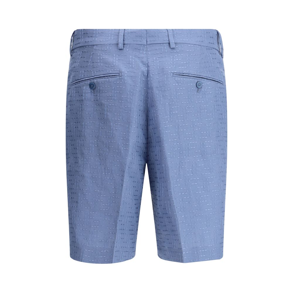 Fendi Light Blue Linen Bermuda Shorts
