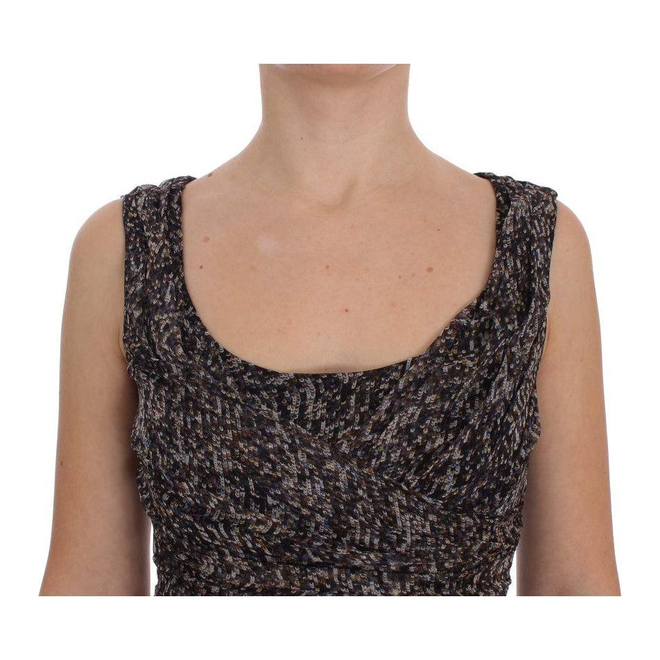 فستان دولتشي آند غابانا الحريري الطويل المزين بالترتر