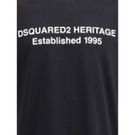 Dsquared² Logoed T-Shirt with contrasting monogram text on black cotton fabric, ribbed crew neck, oversize fit, Autumn/Winter 2025.