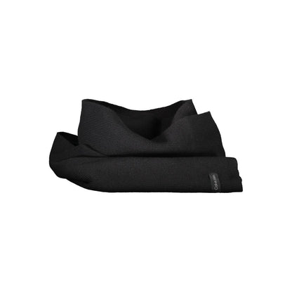 Calvin Klein Black Cotton Scarf with logo embroidery, 30x192 cm, showcasing premium style and elegance.