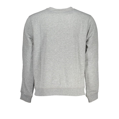 Back view of Calvin Klein Gray Polyester Men Sweater, showcasing simple and sleek design ideal for casual sophistication.