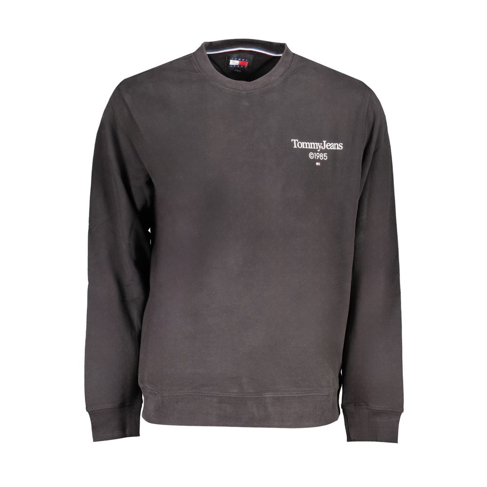 Tommy Hilfiger Black Cotton Men Sweater with logo, sustainable fashion, urban style for modern elegance and environmental awareness.