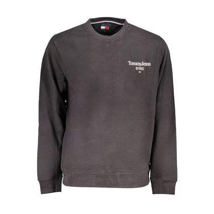 Tommy Hilfiger Black Cotton Men Sweater with logo, sustainable fashion, urban style for modern elegance and environmental awareness.