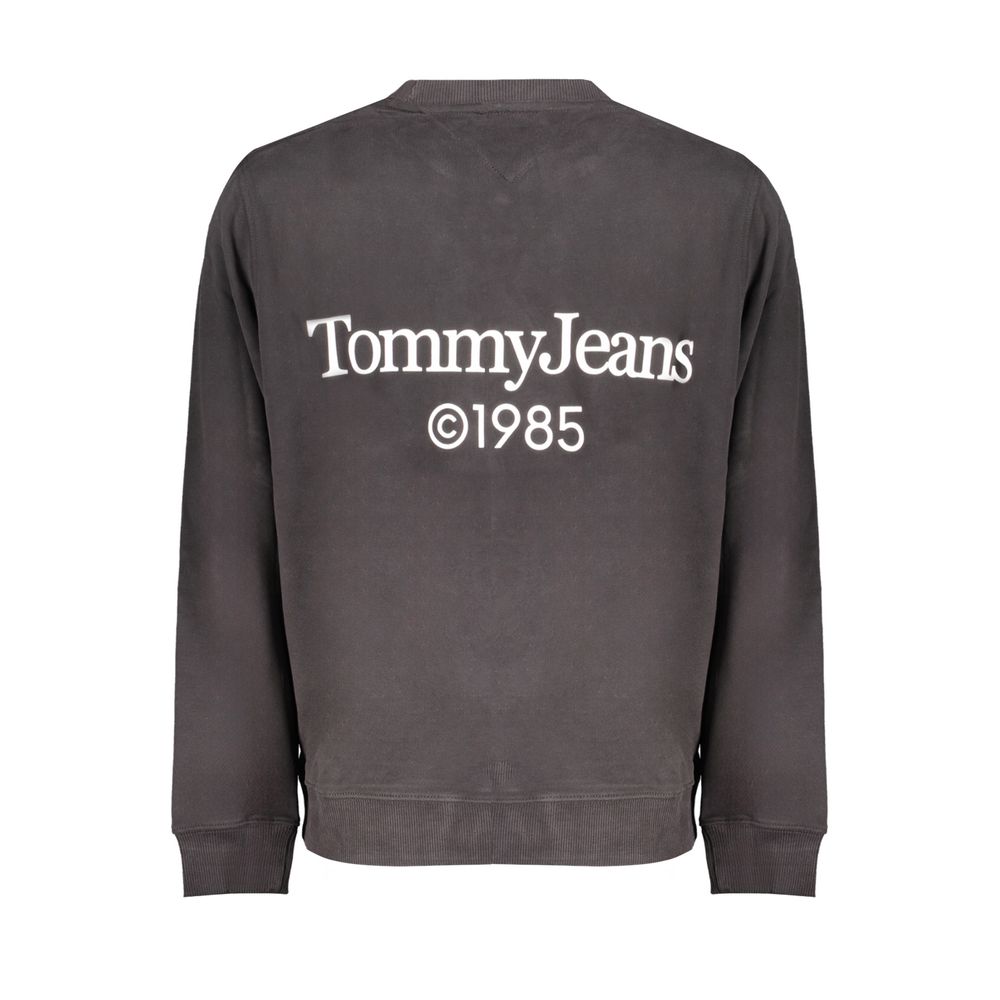 Tommy Hilfiger Black Cotton Men Sweater with logo, showcasing sustainable fashion and urban elegance.