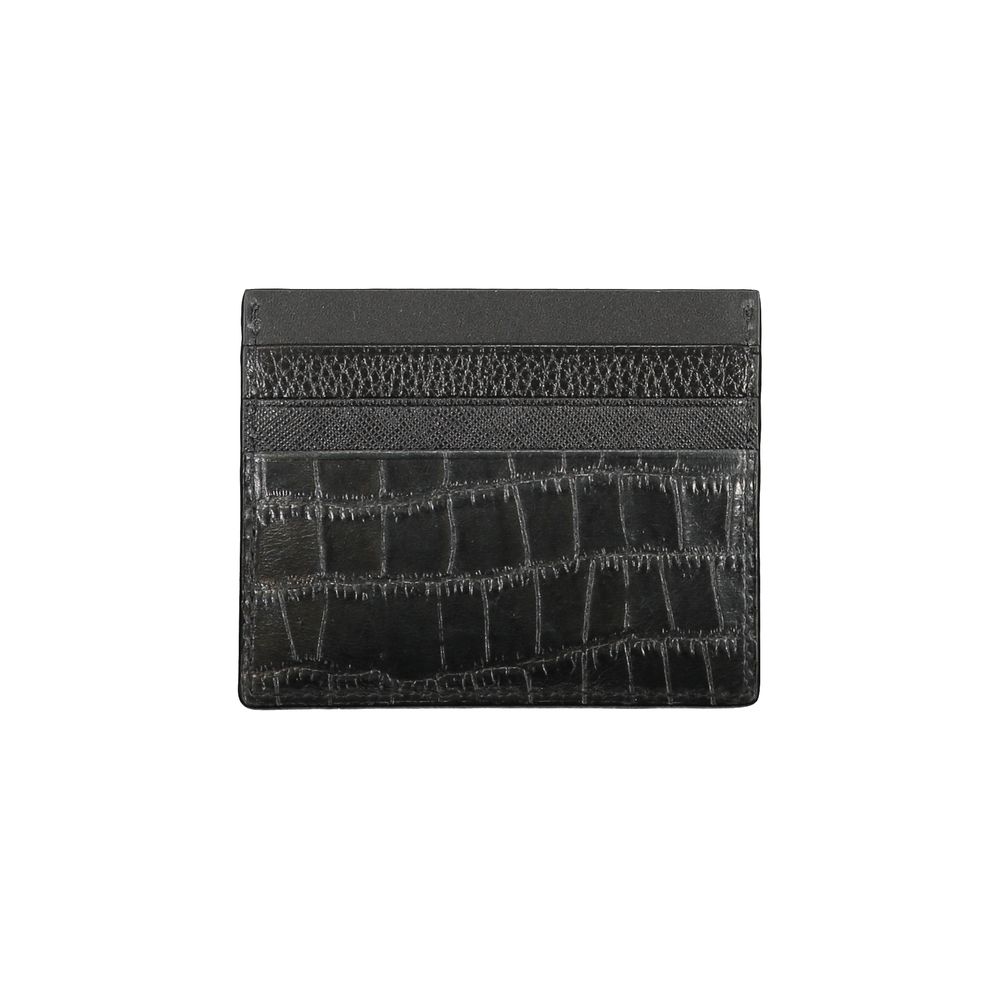 Tommy Hilfiger Black Leather Wallet with card holder, contrast details, and logo design
