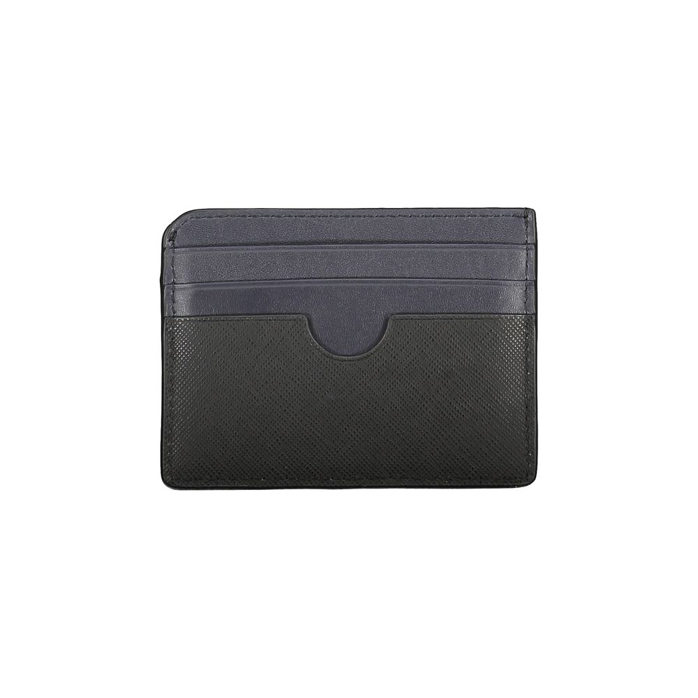 Tommy Hilfiger Black Leather Wallet with card holder and contrast details, featuring the brand logo. Stylish and functional accessory.