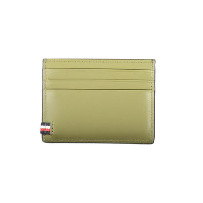 Tommy Hilfiger Black Leather Wallet with card holder, central pocket, card spaces, contrast details, and logo design