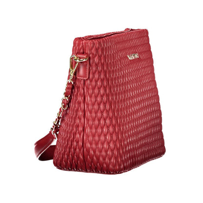 Mario Valentino Red Polyethylene Handbag with removable strap and internal pockets, side view