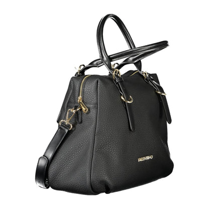 Mario Valentino Black Polyethylene Handbag with adjustable straps and logo, featuring internal pockets and zip closure.