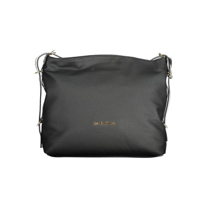 Mario Valentino Black Polyethylene Handbag with adjustable shoulder handle and contrasting details.