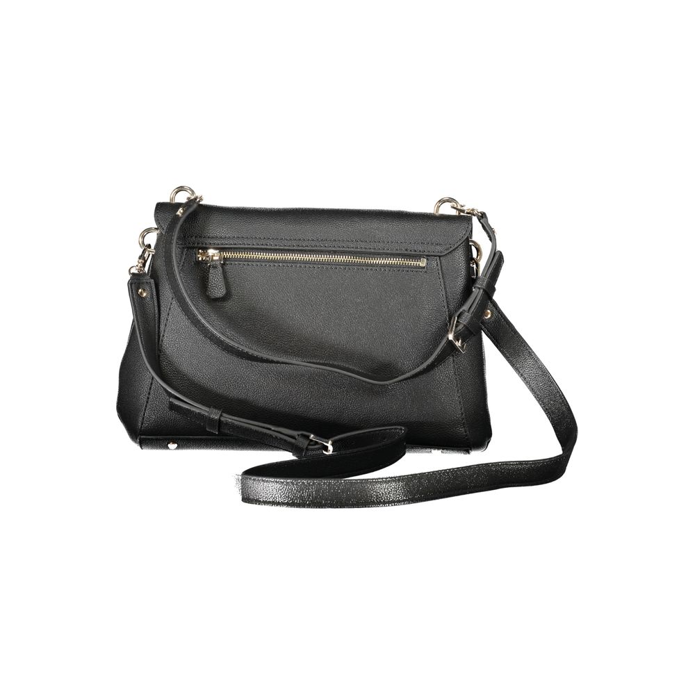 Guess Jeans Black Polyethylene Handbag with adjustable straps, external pocket, and contrasting details.