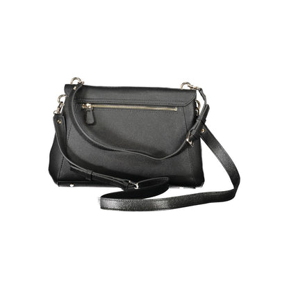 Guess Jeans Black Polyethylene Handbag with adjustable straps, external pocket, and contrasting details.