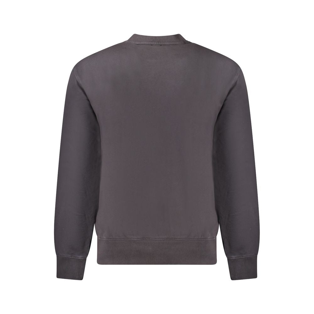 Hugo Boss Black Cotton Men Sweater with brushed texture and iconic embroidery, showcasing sleek sophistication in organic cotton.