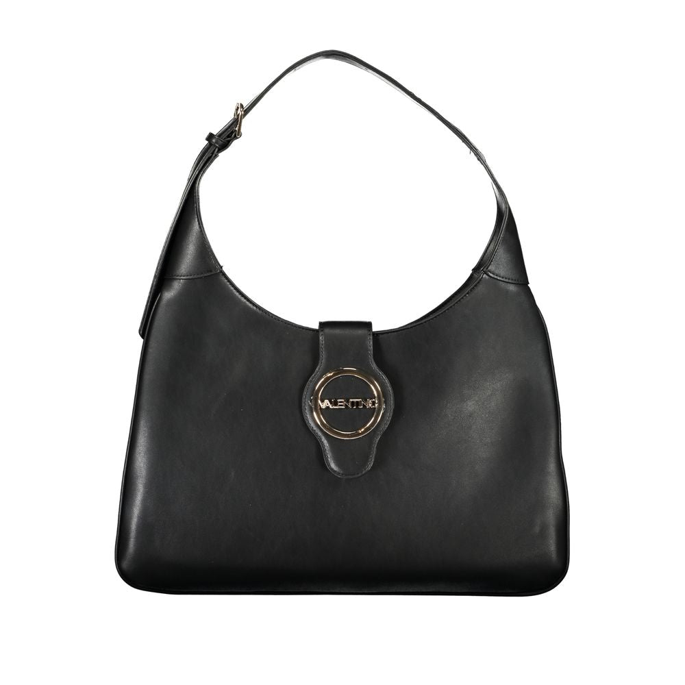 Mario Valentino Black Polyethylene Handbag with adjustable handle, logo, zip, and automatic closure. Features 2 internal pockets.