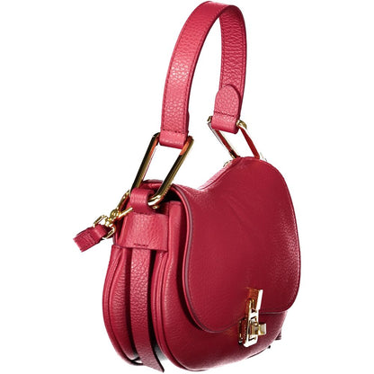 Coccinelle Red Leather Handbag with soft bag, twist closure, adjustable strap, internal pocket, and logo