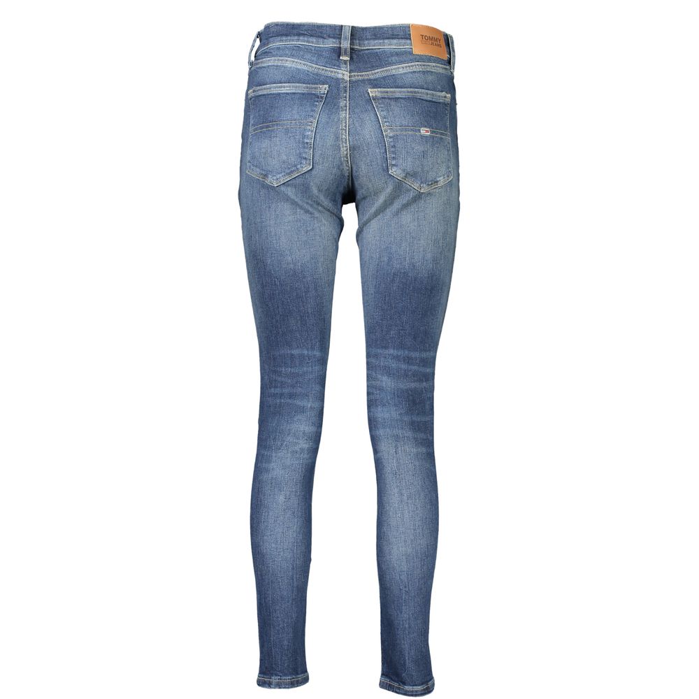 Tommy Hilfiger Blue Cotton Women's Skinny Jean back view, showcasing chic washed effect and iconic logo detail.