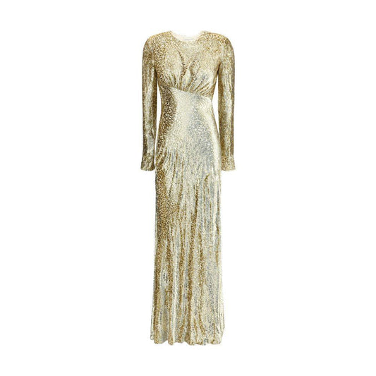 Self-Portrait Gold thread long Dress SE-PF25060XAGDGOLD-6