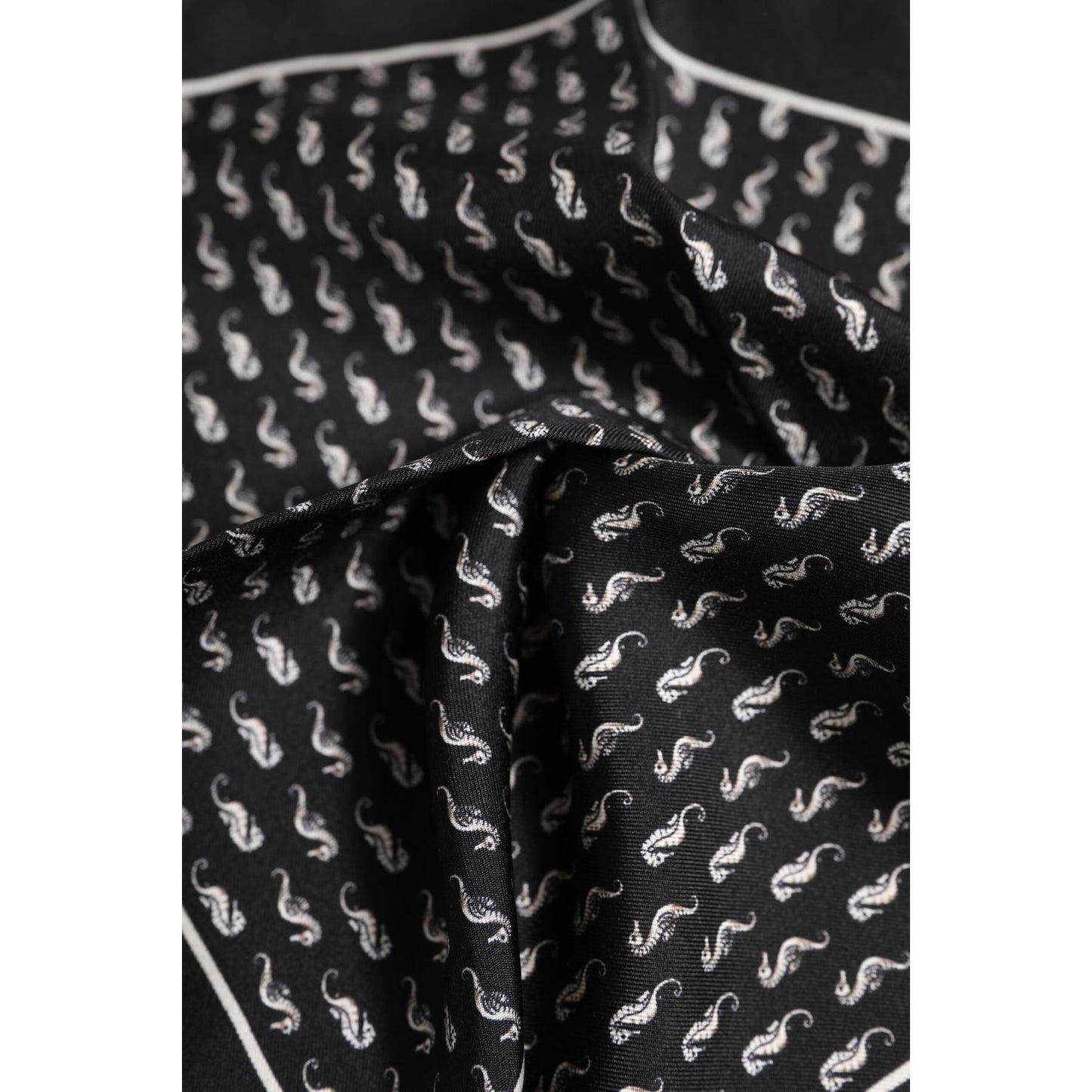 Dolce & Gabbana Black Sea Horse Silk Square Men Foulard Scarf