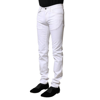 Dolce & Gabbana White Cotton Skinny Men Denim Jeans