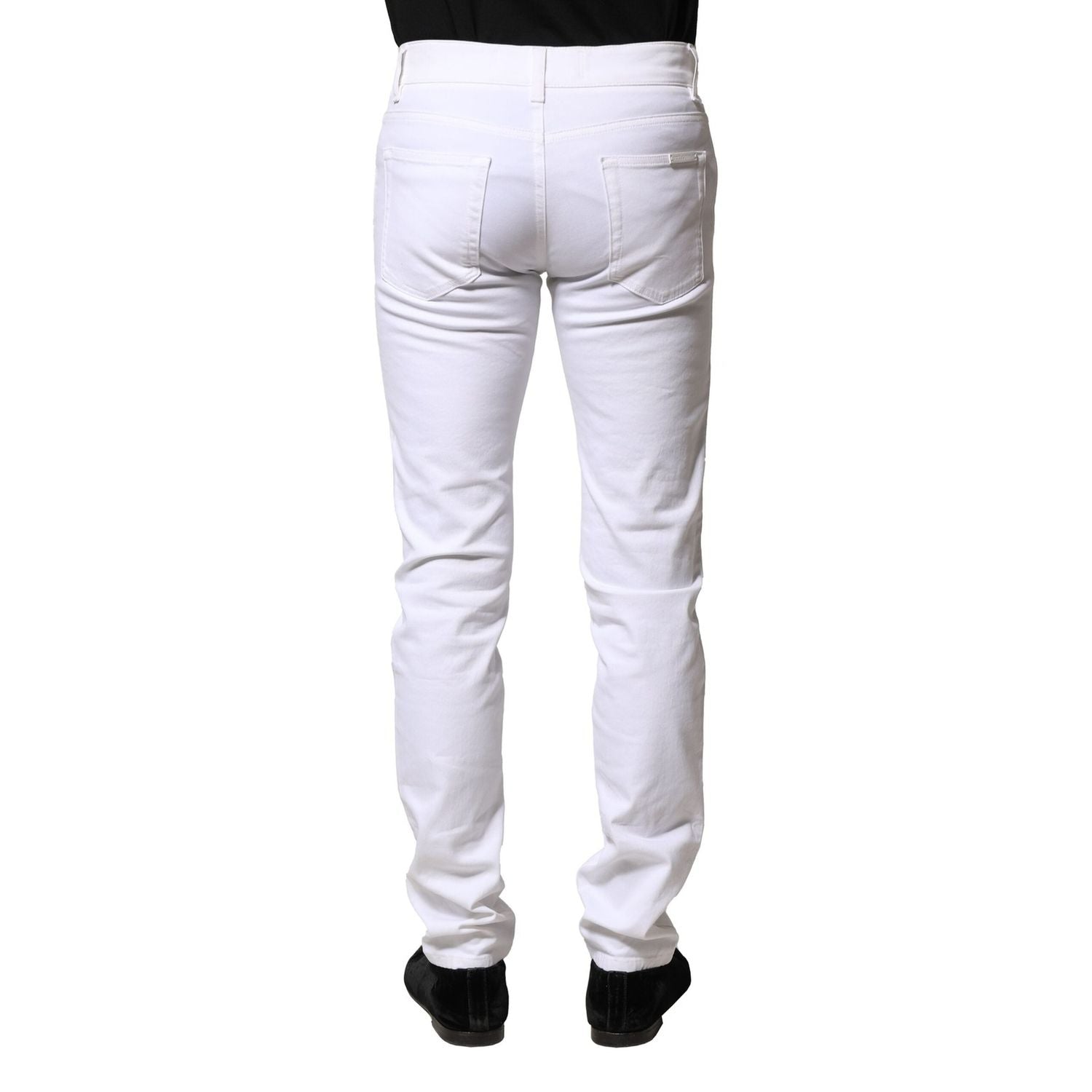 Dolce & Gabbana White Cotton Skinny Men Denim Jeans