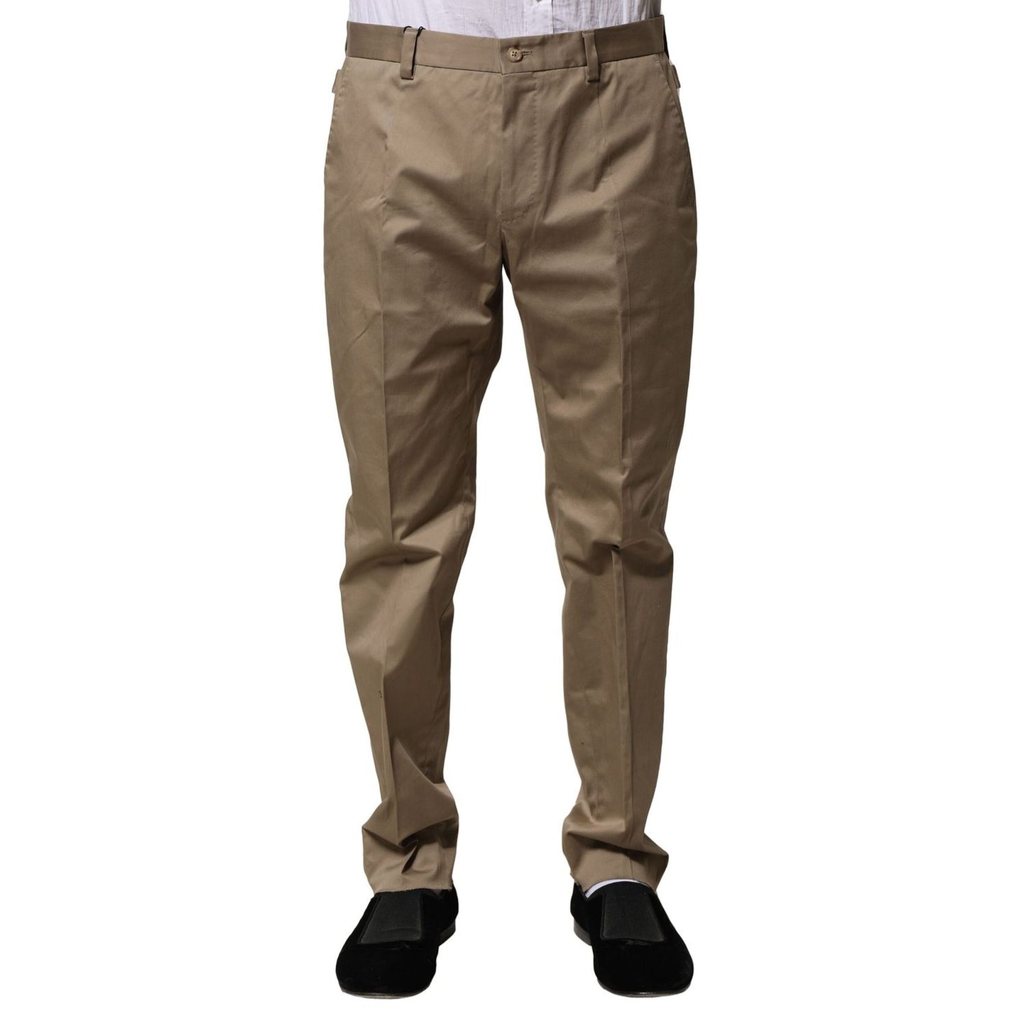 Dolce & Gabbana Brown Cotton Tapered Men Formal Pants
