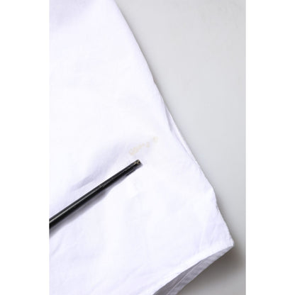 Dolce & Gabbana White GOLD Cotton Poplin Formal Dress Shirt