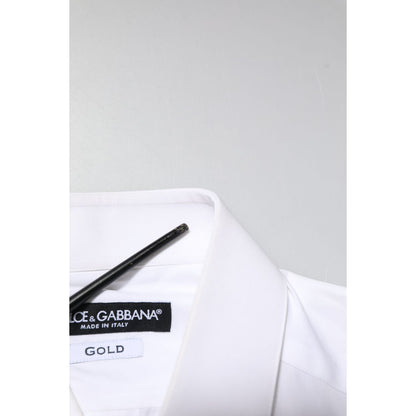 Dolce & Gabbana White GOLD Embroidery Detailed Dress Shirt