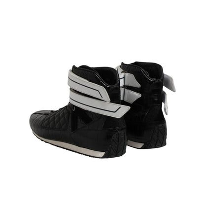 Dolce & Gabbana Black Quilted Leather Lace Up Sneakers Shoes