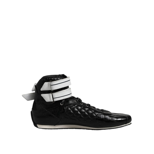 Dolce & Gabbana Black Quilted Leather Lace Up Sneakers Shoes MV7407-44
