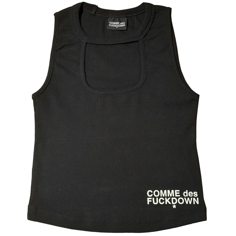 Comme Des Fuckdown Black Cotton Tops & T-Shirt CO-15680-M