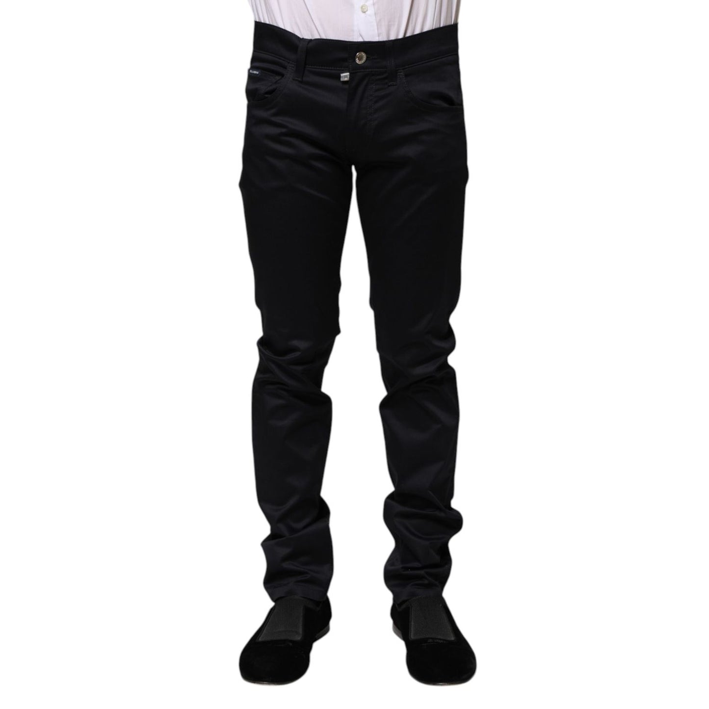 Dolce & Gabbana Black Cotton Skinny Mid Waist Pants