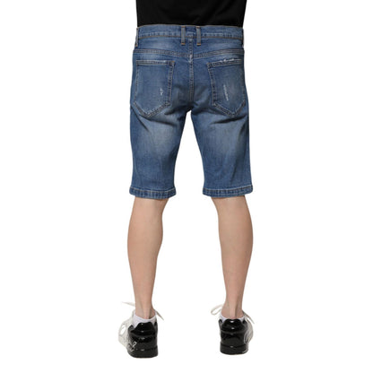 Dolce & Gabbana Blue Cotton Stretch Men Denim Bermuda Shorts