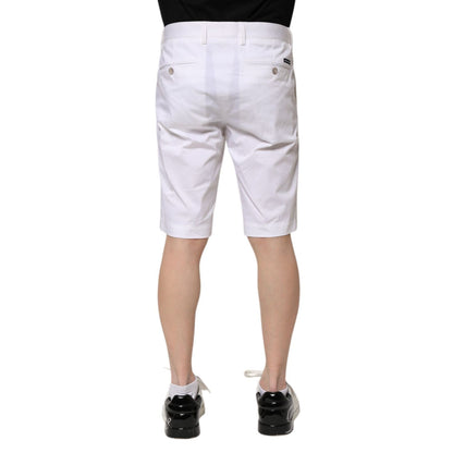 Dolce & Gabbana White Cotton Stretch Men Denim Bermuda Shorts