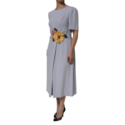 Dolce & Gabbana Gray Viscose ShortSleeve Sheath Midi Dress