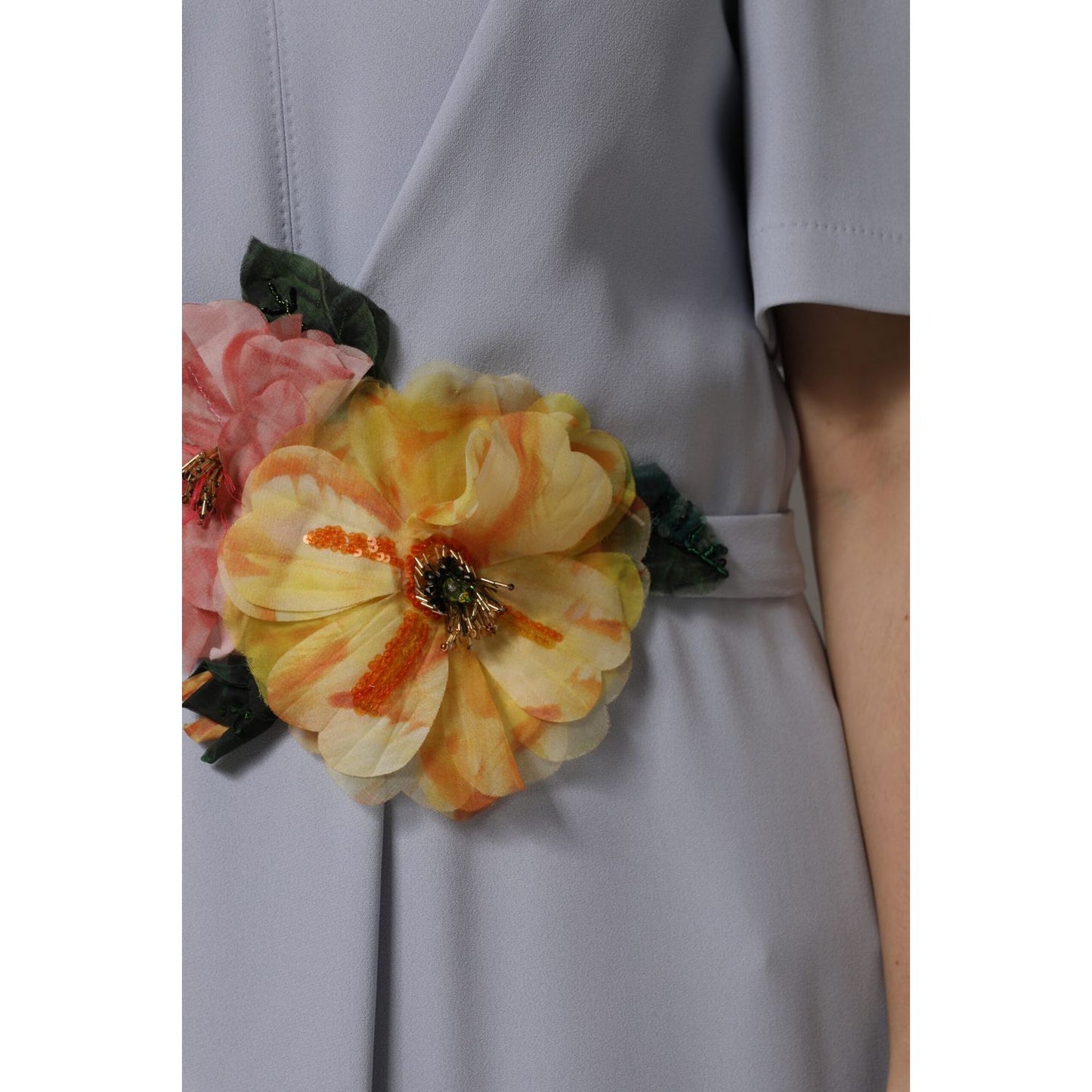 Dolce & Gabbana Gray Viscose ShortSleeve Sheath Midi Dress