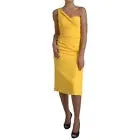 Dolce & Gabbana Yellow One Shoulder Slit Sheath Midi Dress