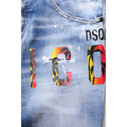 Dsquared² Blue Washed Cotton Mid Waist Skinny Denim Jeans