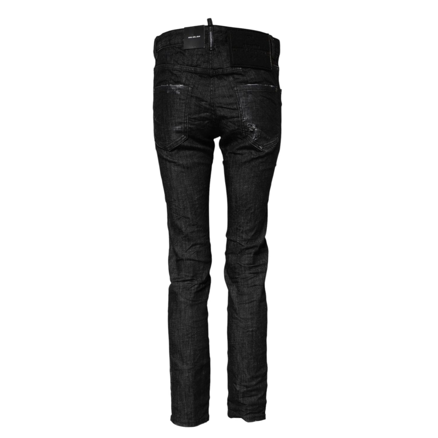 Dsquared² Black Washed Cotton Mid Waist Skinny Jeans