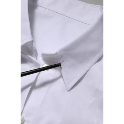 Dolce & Gabbana White Cotton Collared Long Sleeves Top Shirt