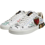 Dolce & Gabbana White Stud Heart Embellished Sneakers Shoes MV5622-44.5