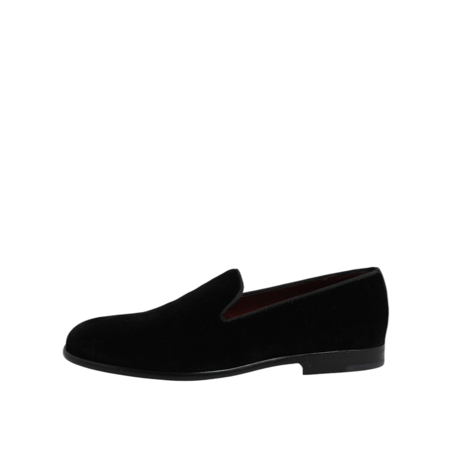 Dolce & Gabbana Black Velvet Slip On Loafers Formal Shoes
