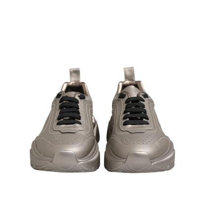 Dolce & Gabbana Silver DAYMASTER Leather Men Sneakers Shoes