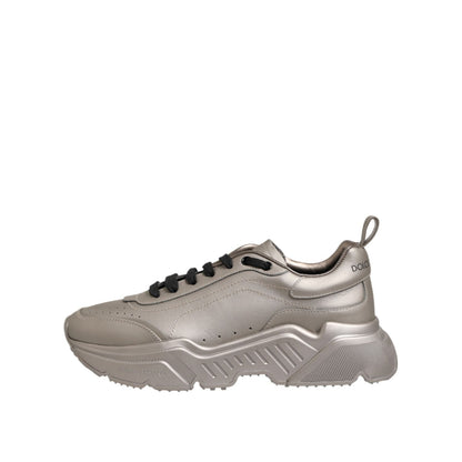 Dolce & Gabbana Silver DAYMASTER Leather Men Sneakers Shoes