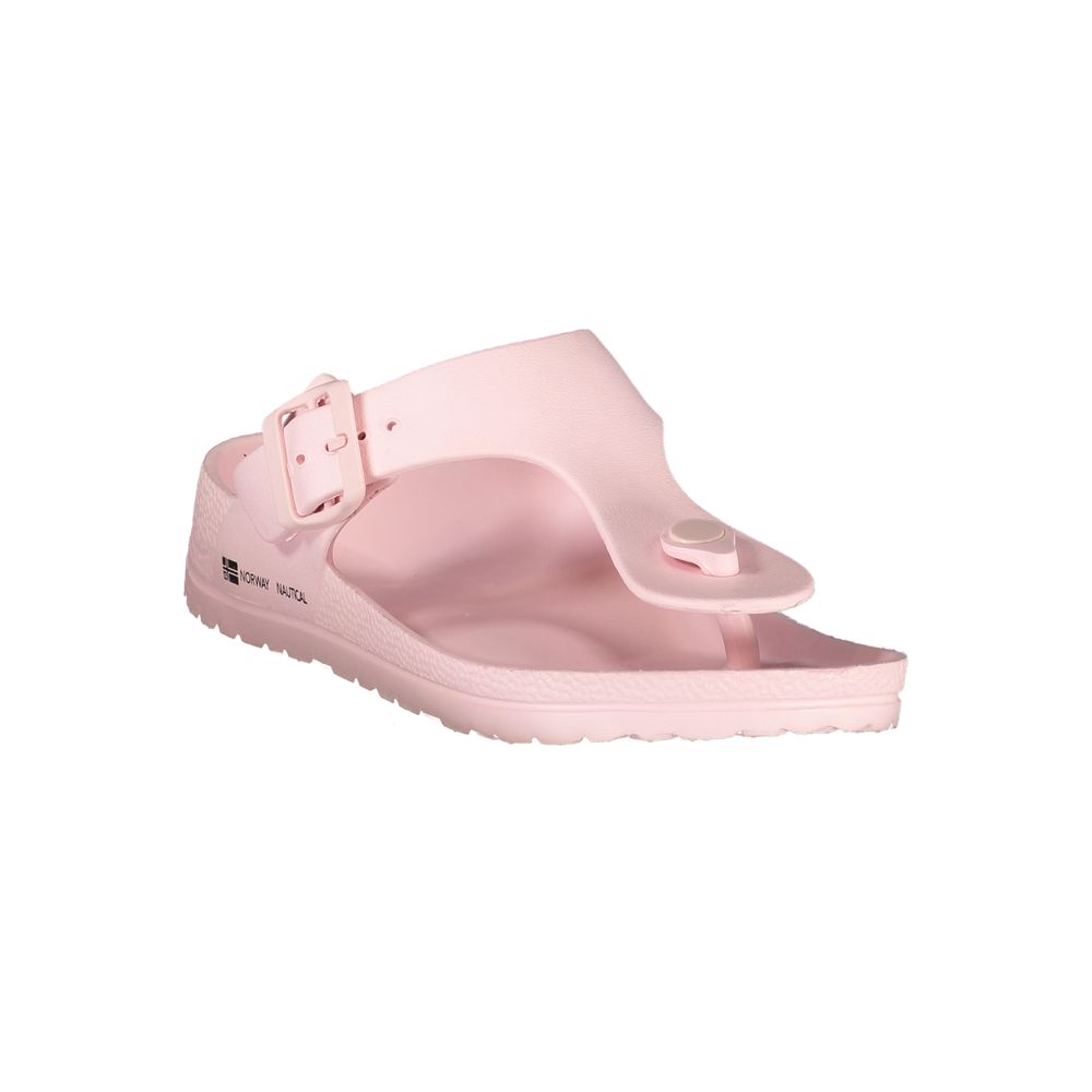 Norway 1963 Pink Plastic Women Sandal with adjustable buckle in playful pink hue, ideal for summer style and casual strolls.