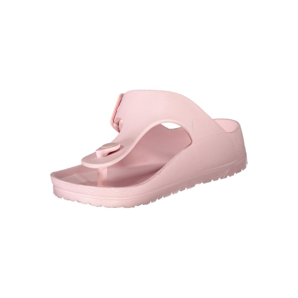 Norway 1963 Pink Plastic Women Sandal with adjustable buckle and logo, perfect for summer fashion and beach outings.